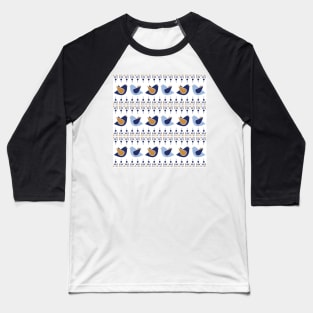 Gold And Blue Birds Pattern Baseball T-Shirt